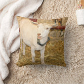 Saanenの開いたdoelingヤギの口 クッション (ブランケット)