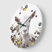 Saanen Dairyヤギ絵を描のフローラ壁時計 ラージ壁時計 (傾斜)