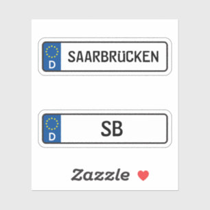 Saarbrucken kennzeichen、ドイツ自動車免許プレート シール