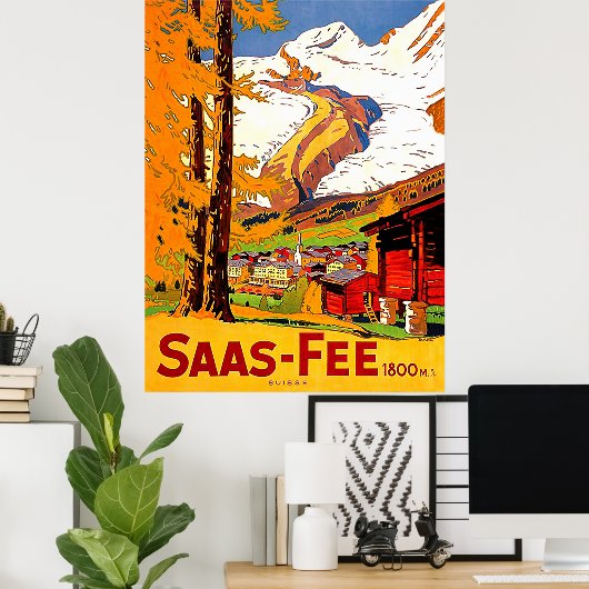 Saas – 料金、スイスの村、ヴィンテージ旅行 ポスター (ホームオフィス)