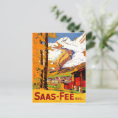 Saas – 料金、スイスの村、ヴィンテージ旅行 ポストカード (スタンド正面)
