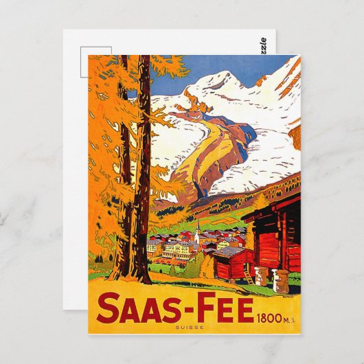 Saas – 料金、スイスの村、ヴィンテージ旅行 ポストカード (正面/裏面)