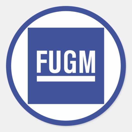 SABの円形のステッカー(Copyline無し)によるFUGM ラウンドシール (正面)