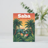 Saba Travel Dutch Caribbean ポストカード (スタンド正面)