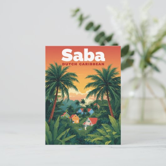 Saba Travel Dutch Caribbean ポストカード (スタンド正面)