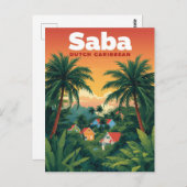 Saba Travel Dutch Caribbean ポストカード (正面/裏面)