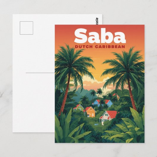 Saba Travel Dutch Caribbean ポストカード (正面/裏面)
