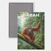 Sabah Malaysia Orangutan Travel マグネット (正面/裏面)
