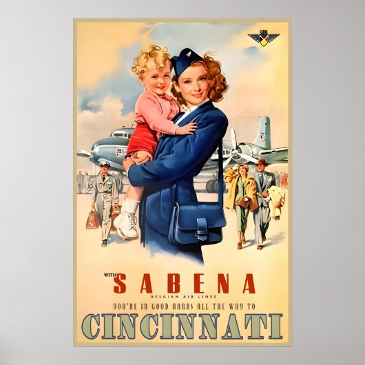 Sabena Airlines Cincinnati Ohio Audrey Hepburn New ポスター (正面)