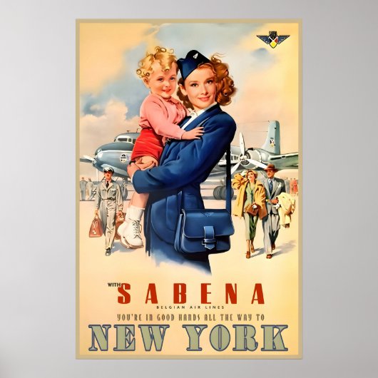 Sabena Airlines New York Audrey Hepburn New Retro ポスター (正面)
