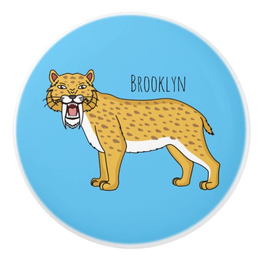 Saber-toothed tiger illustration セラミックノブ (正面)