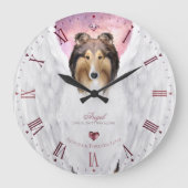 Sable Collie Angel Keepsake, Pink Roman Dial - ラージ壁時計 (正面)