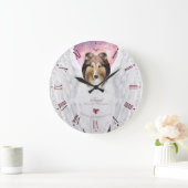 Sable Collie Angel Keepsake, Pink Roman Dial - ラージ壁時計 (ホーム)
