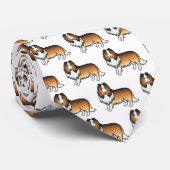 Sable Rough Collie Cute Cartoon Dog Pattern ネクタイ (ロール)