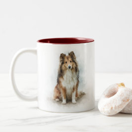 Sable Shetland Sheepdog Portrait ツートーンマグカップ