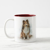 Sable Shetland Sheepdog Portrait ツートーンマグカップ (左)