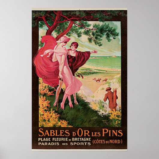 Sables dOr Les Pinsヴィンテージ旅行ポスター ポスター (正面)
