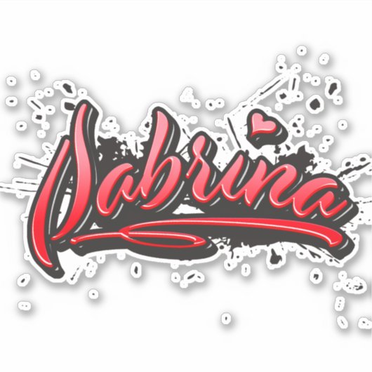 Sabrina red Heart Graffiti Aufkleber Sticker シール (正面)