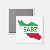 「SABZ」イラン国旗の地図 マグネット (正面/裏面)
