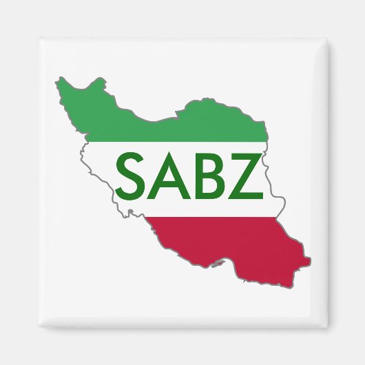 「SABZ」イラン国旗の地図 マグネット (正面)