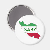 「SABZ」イラン国旗の地図 マグネット (正面/裏面)