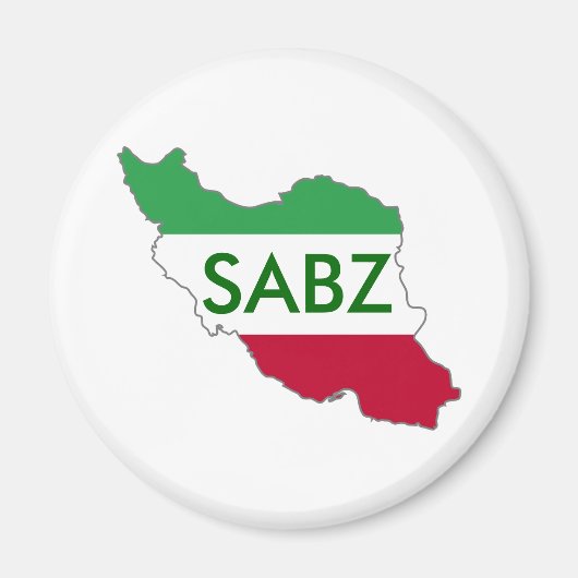「SABZ」イラン国旗の地図 マグネット (正面)