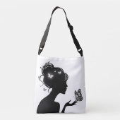Sac Ajustable La femme papillons blancs クロスボディバッグ (裏面)