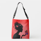Sac Ajustable La femme papillons rouges クロスボディバッグ (裏面)