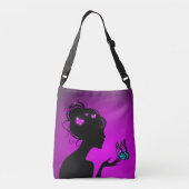 Sac Ajustable La femme papillons violets クロスボディバッグ (裏面)