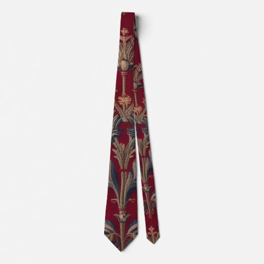 Sac broderie medievale fleurie en rouge bordeaux ネクタイ (正面)