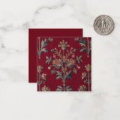 Sac broderie medievale fleurie en rouge bordeaux ノートカード (正面/裏面インサイチュ)