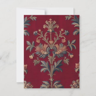 Sac broderie medievale fleurie en rouge bordeaux ポストカード