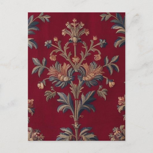 Sac broderie medievale fleurie en rouge bordeaux ポストカード (正面)