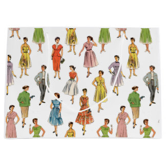 Sac Cadeau mode rétro 50 ラージペーパーバッグ