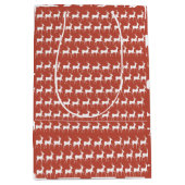 Sac Cadeau Moyen Medium Red Reindeer Pattern Holid ミディアムペーパーバッグ (正面)
