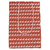 Sac Cadeau Moyen Medium Red Reindeer Pattern Holid ミディアムペーパーバッグ (裏面)