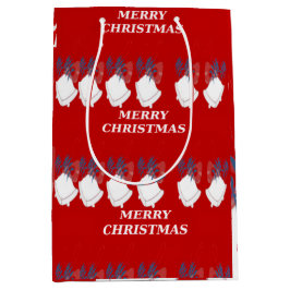 Sac Cadeau Moyen "Merry Christmas" – Rouge Blanc ミディアムペーパーバッグ