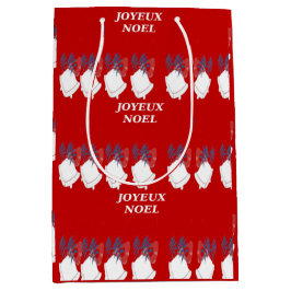 Sac Cadeau Rouge Joyeux Noël Cloches  ミディアムペーパーバッグ