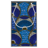Sac cadeau, Wax Africain bleu avec fond gris. スモールペーパーバッグ (裏面)