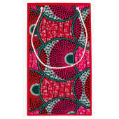 Sac cadeau, Wax Africain Fushia avec fond rouge. スモールペーパーバッグ (裏面)