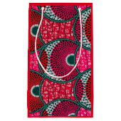 Sac cadeau, Wax Africain Fushia avec fond rouge. スモールペーパーバッグ (正面)
