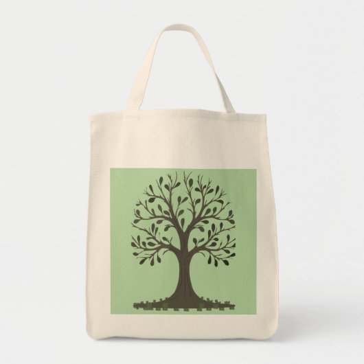 🌳Sac en Tissu Tote Bag Arbre de Vie Vert Pâle 🛍️ トートバッグ (正面)