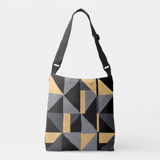 Sac Fourre-Tout Ajustable – Géométrie Noir Or クロスボディバッグ (正面)