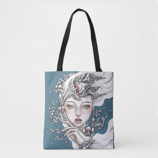 Sac fourre-tout Déesse du lotus Thailandais bleu トートバッグ (正面)