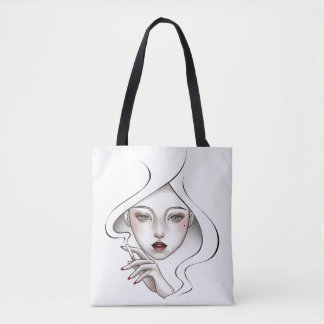 Sac fourre-tout fille enfumée blanches トートバッグ