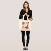 Sac fourre-tout jumbo floral pivoine – Grand forma ラージトートバッグ (正面(モデル))
