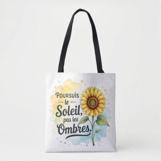 Sac Tote Tournesol Inspirant – Citation ‘Poursuis  トートバッグ (正面)