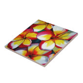 Sacha Grosselの芸術によるピンクのFrangipaniの花のタイル タイル (側面)