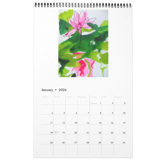 Sacha Grossel著水彩画の芸術のカレンダー カレンダー (1月 2026)