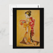 Sacha Grossel Artによる日本のGeisha Kはがき ポストカード (正面/裏面)